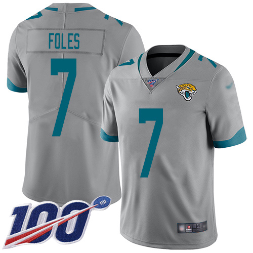 Nike Jacksonville Jaguars #7 Nick Foles Silver Men Stitched NFL Limited Inverted Legend 100th Season Jersey->jacksonville jaguars->NFL Jersey